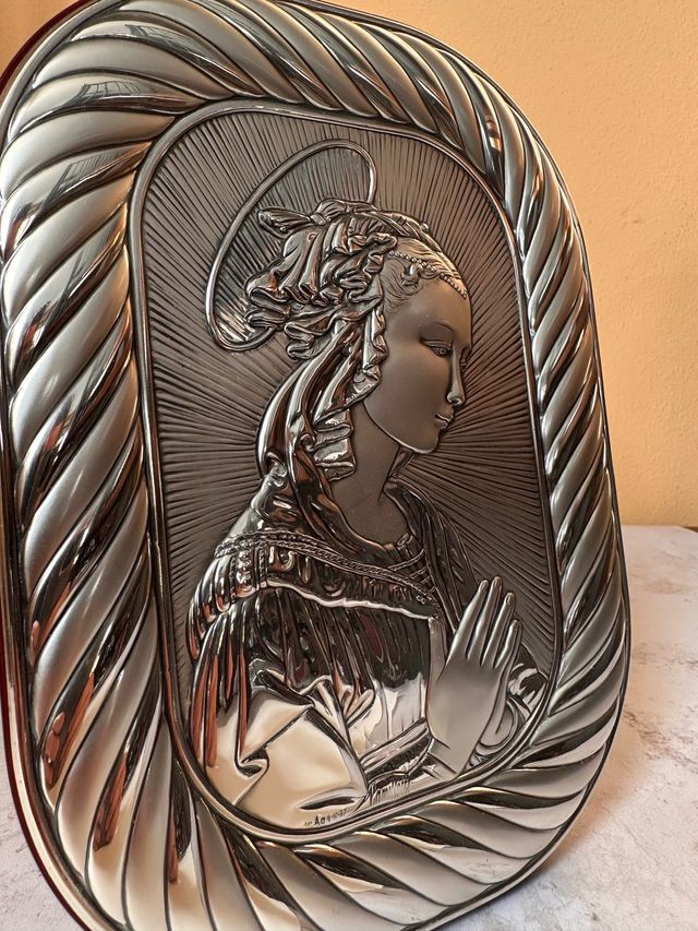 Quadro a rilievo in argento Madonna in preghiera