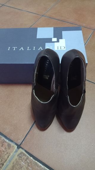 Botines piel marrón tacón, n° 38.