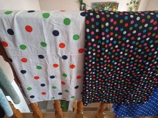3 retales de tela de lunares multicolor 🔴⚪️🔵