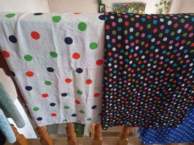 3 retales de tela de lunares multicolor 🔴⚪️🔵