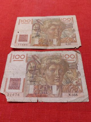 Lote Billetes Francos Antiguo 