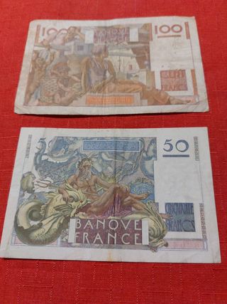 Lote Billetes Francos Antiguo 