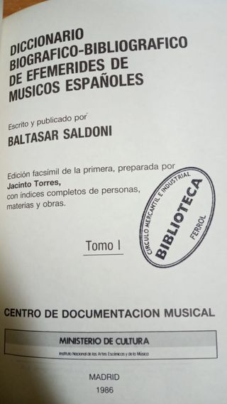 Saldoni - Diccionario de Efemérides de Músicos