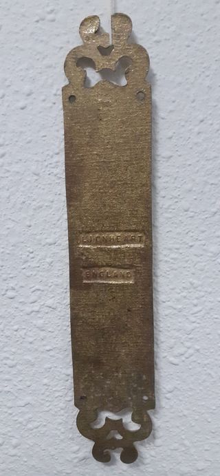 Bronce placa inglesa antigua. Gran herraje antiguo