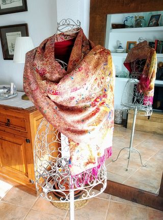 Chal Pashmina - 100% Seda Natural/Sin Estrenar