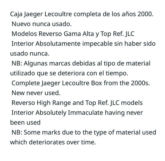 Caja reloj Jaeger Lecoultre