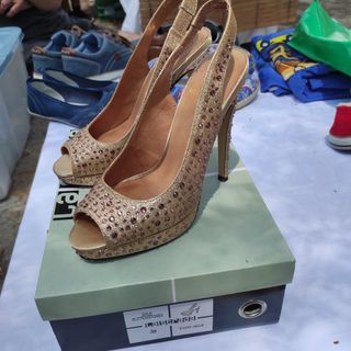 Zapatos de fiesta con piedracitas dorada