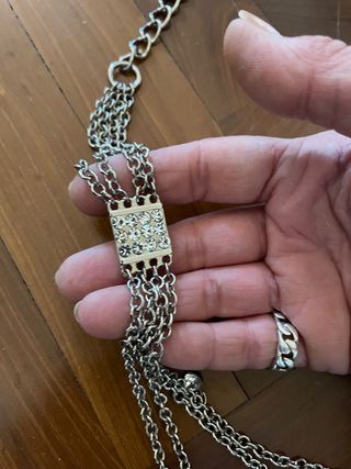 cintura a catena vintage regolabile con strass 
