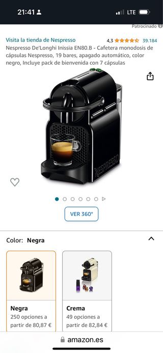 DeLonghi Nespresso Inissia EN 80.B negro