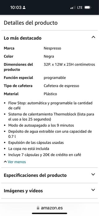 DeLonghi Nespresso Inissia EN 80.B negro