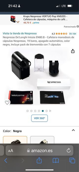 DeLonghi Nespresso Inissia EN 80.B negro