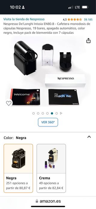 DeLonghi Nespresso Inissia EN 80.B negro