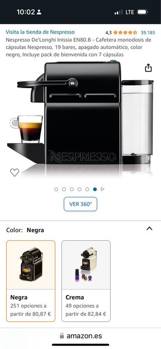 DeLonghi Nespresso Inissia EN 80.B negro