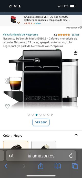 DeLonghi Nespresso Inissia EN 80.B negro