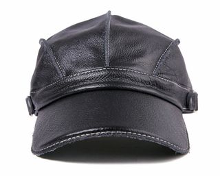 Gorra negra de cuero genuíno
