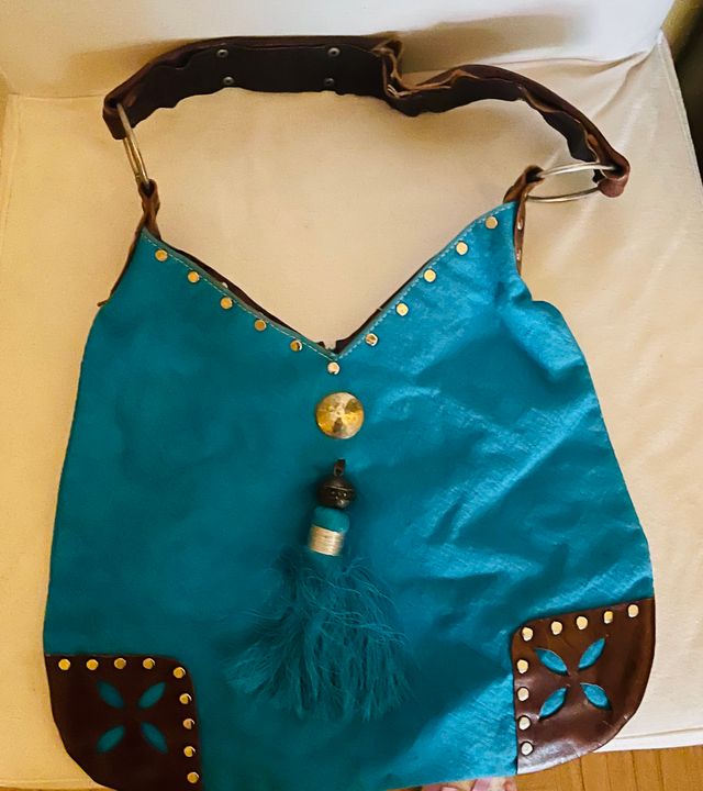Bolso hippie marroquí tela y cuero