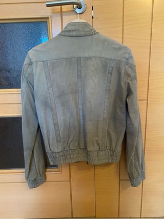 Chaqueta cazadora piel verde Mango