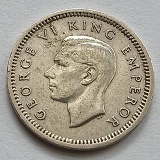 3 Peniques 1939 Nueva Zelanda Plata II GM 