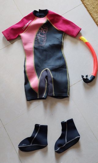 Traje corto neopreno buceo infantil.