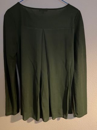 camisa verde manga karga massimo dutti