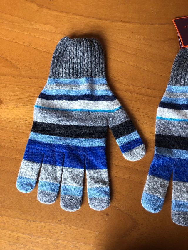 Gallo - guanti uomo lana grigio righe multicolor