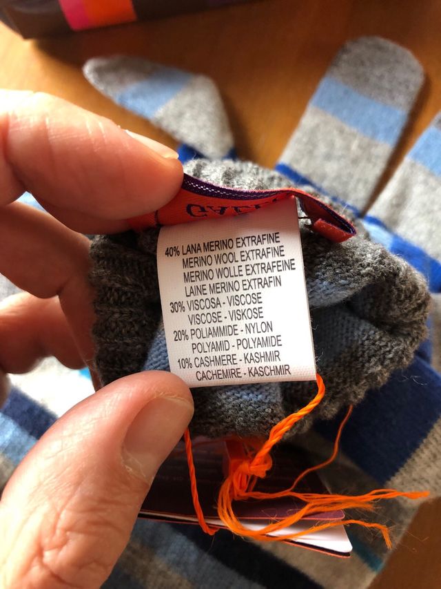 Gallo - guanti uomo lana grigio righe multicolor