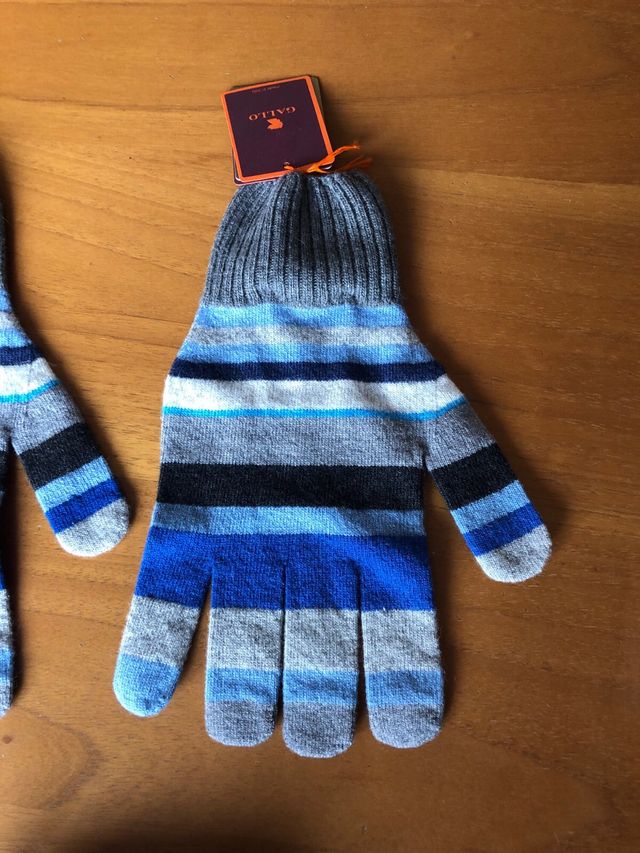 Gallo - guanti uomo lana grigio righe multicolor