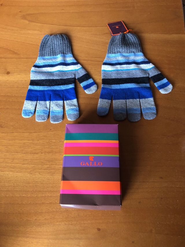 Gallo - guanti uomo lana grigio righe multicolor
