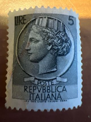 LIRE LIRA francobollo Lire 5