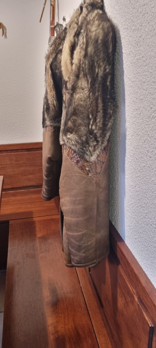 Giacca in pelle  e pelliccia tg44 donna