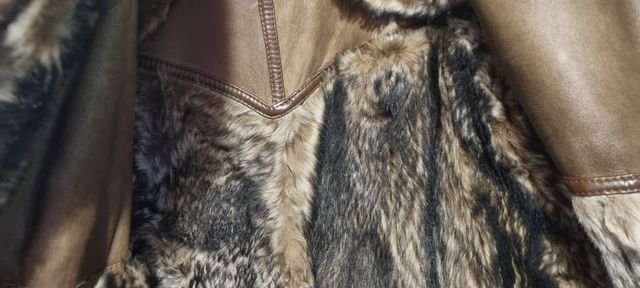 Giacca in pelle  e pelliccia tg44 donna