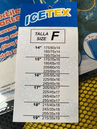 cadenas para nieve, fundas textiles para nieve