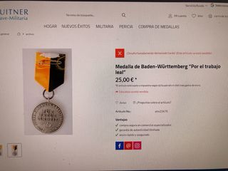 Alemania medalla de Baden-Wurttemberg