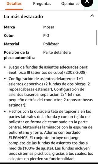 MOSSA FUNDAS ASIENTOS SEAT IBIZA III 2002-2008