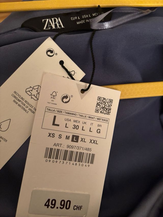 Vestido azul satinado zara