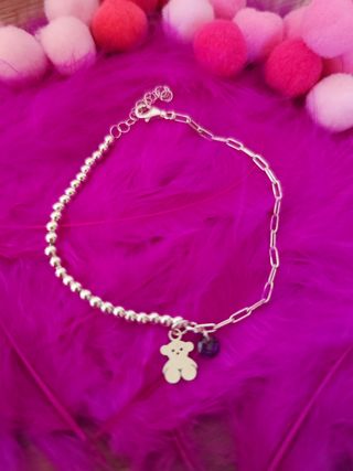 Pulsera combinada piedra amatista plata