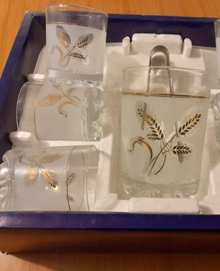 Set 6 bicchieri decorati e porta ghiacchio