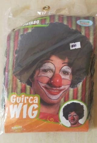DISFRAZ PELUCA PAYASO NEGRA. NUEVA 