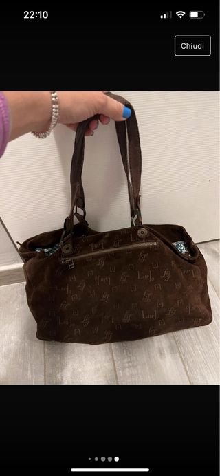 Borsa liujo a spalla scamosciata marrone