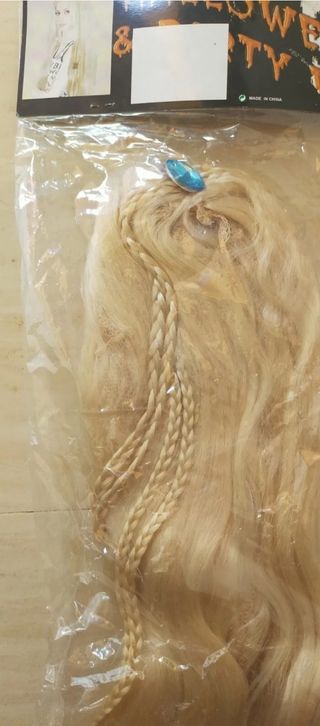DISFRAZ PELUCA PRINCESA REINA EXTRA LARGA RUBIA. 