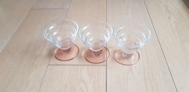 set 3 coppe gelato in vetro y90s