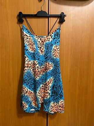 Tutina Come Nuova Pantaloncini Elasticizzata Leopa