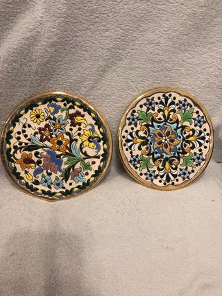 pareja platos enriquecidos con oro de 24kt. 