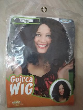 DISFRAZ PELUCA. MUJER BIGOUDI NEGRA . NUEVA