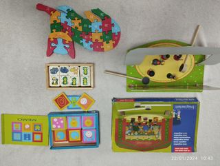 Lote de 4 juegos infantiles de madera 