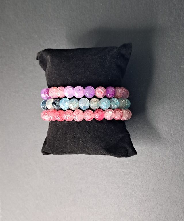 LOTE 3 PULSERAS VIDRIO DE COLORES