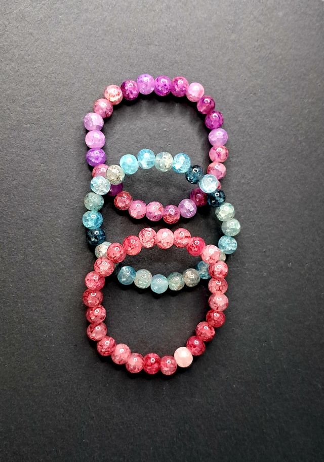 LOTE 3 PULSERAS VIDRIO DE COLORES