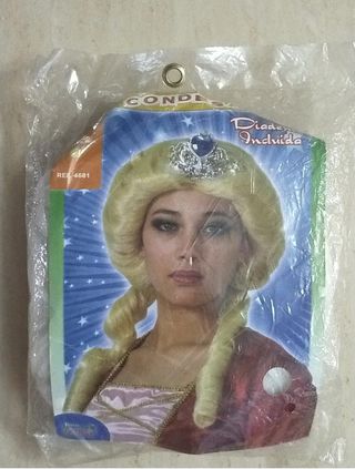 DISFRAZ PELUCA BLANCA CONDESA CON DIADEMA.NUEVA