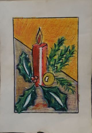 Disegno natalizia pastelli ad olio