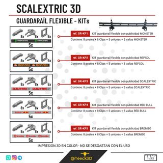 KIT GUARDARAIL VALLA flexible  scalextric 3d